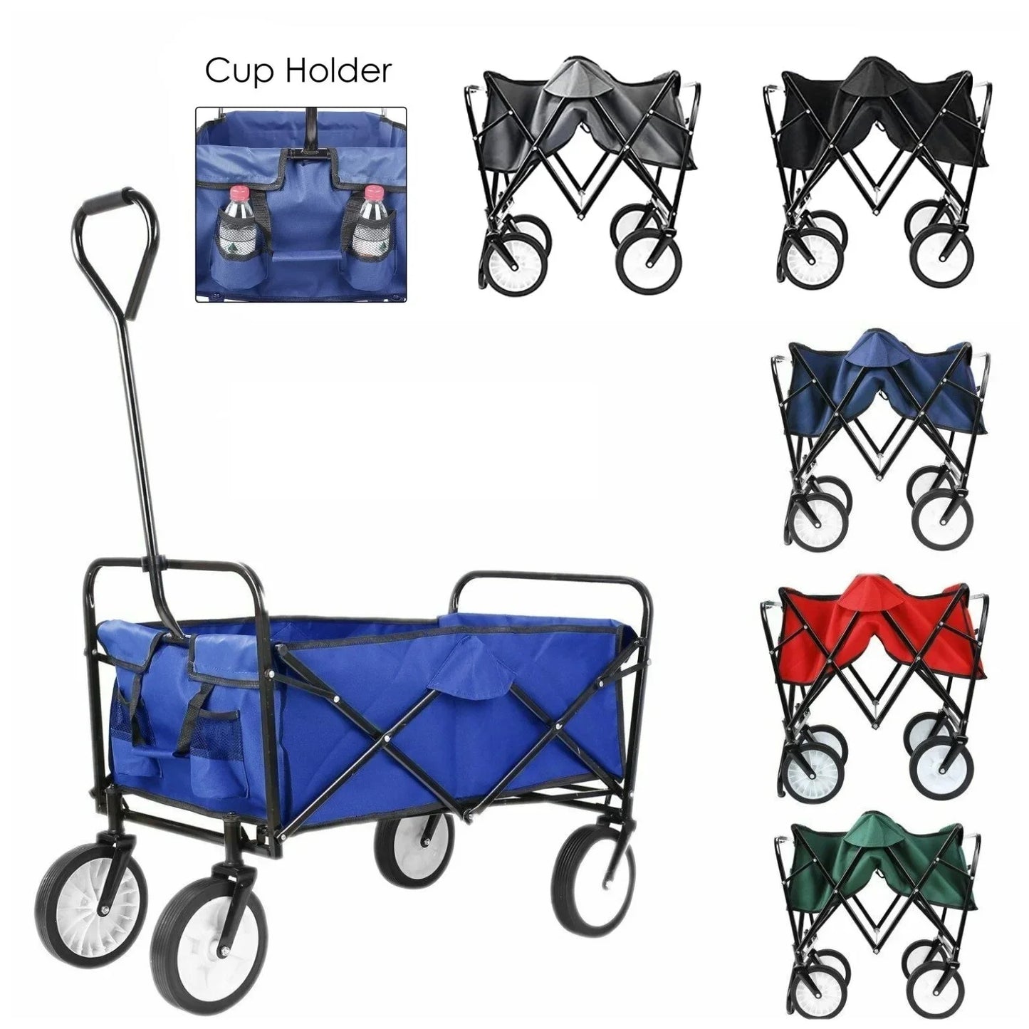 Bolderkar - Bolderwagen - Opvouwbare - Tuinkar - 262L -  Tuinwagen - Tuintrolley -  Wagon voor Winkelen, Strand, Park en Picknick, Outdoor Activiteiten en Kamperen - Draagvermogen 80kg - Groen