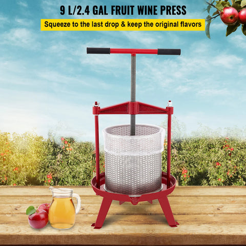 Vevor - Hand press - Fruit wine press - Manual press - for winemaking - 14L - Stainless steel - Red