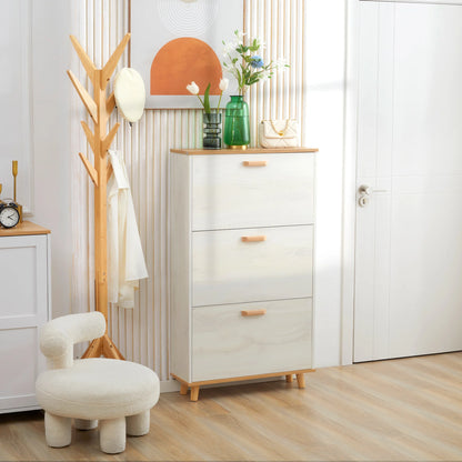 Schoenenrek Hout – Schoenenkast – Schoenenopberger – Schoenenrek Voor Hal – Compact Ontwerp – Verstelbare Binnenplank – Opslag Voor 12 Paar – Duurzaam Melamine - 70 x 23,5 x 122 cm - Wit - QUORE