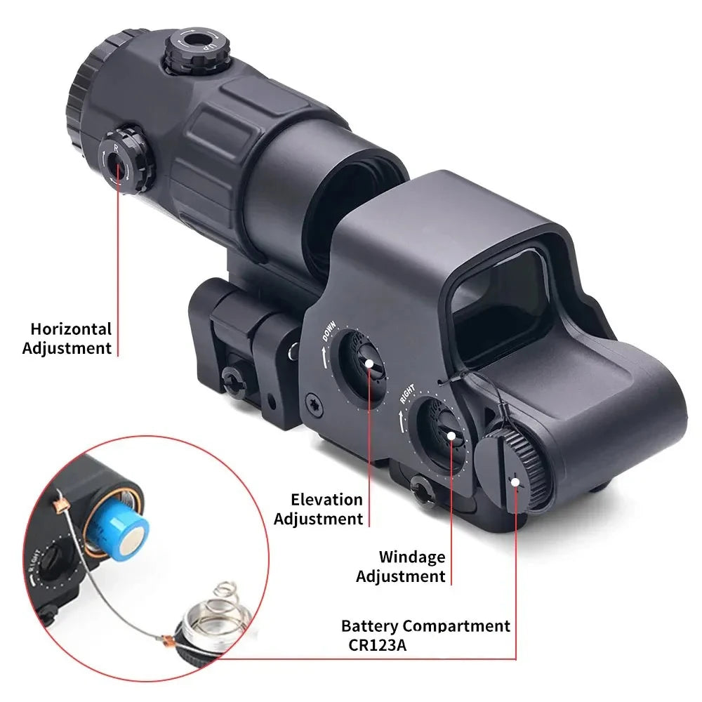 558+G33 Holographic Reflex Sight Red Dot Optic Sight with G33 3X Magnifier Combo Built-in Flip QD Mount - QUORE