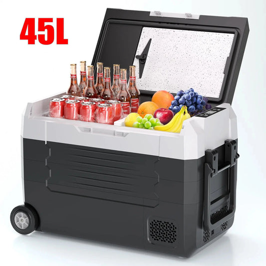 Auto Koelbox - Compressor Koelbox - Auto Koelkast - Compressor Koelkast - Frigobox - Draagbare - 45L- Dual Zone - Vriezer & Koeler - -20°C tot 20°C - 12V/24V & 230V - Met Wieltjes - voor Auto - Camper - Outdoor - Standaard