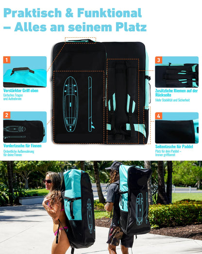 Opblaasbaar Stand Up Paddle Board – SUP Board – Inflatable Paddleboard – Waterboard – Lichtgewicht – Duurzaam PVC – Verstelbaar Peddel En Zitje - Houtmaskering