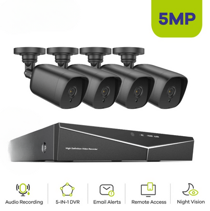 Beveiligingscamera – Bewakingscamera – CCTV Camera – Video Camera’s – 8CH HD DVR – 5MP Resolutie – Nachtzicht Tot 30 Meter - 4 Stuks - 1TB