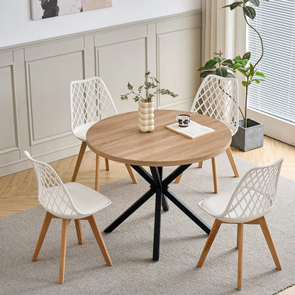 Set of 4 / 6 Modern Mesh Back Dining Chair with Solid Wood Legs and Upholstered Cushions, for Dining Room/Bedroom, Cafe Chair