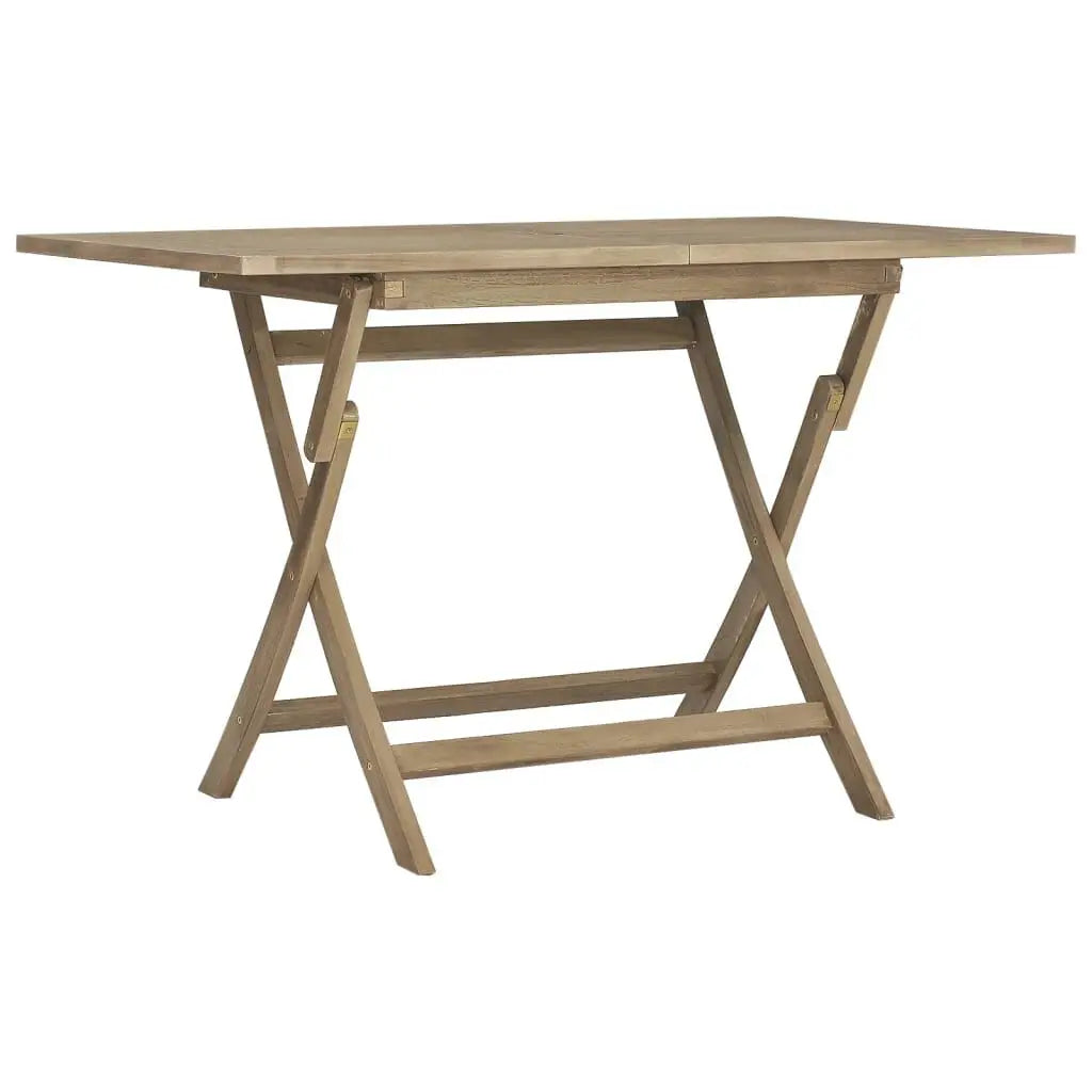 Tuintafel – Opvouwbare Tafel – Buiten Tafel – Balkon Tafel – Massief Teakhout – Weerbestendig – Parasolgat - 120 x 70 x 75cm -  Natuurlijk Grijs