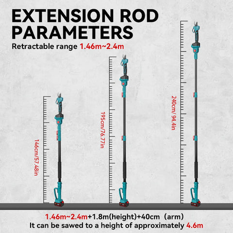 Telescopic Chainsaw - Mini Chainsaw - Electric Pruning Shears - Telescopic Chainsaw Battery - 3 IN 1 - Adjustable Height - Portable Garden Tools - 2 Battery EU Plug