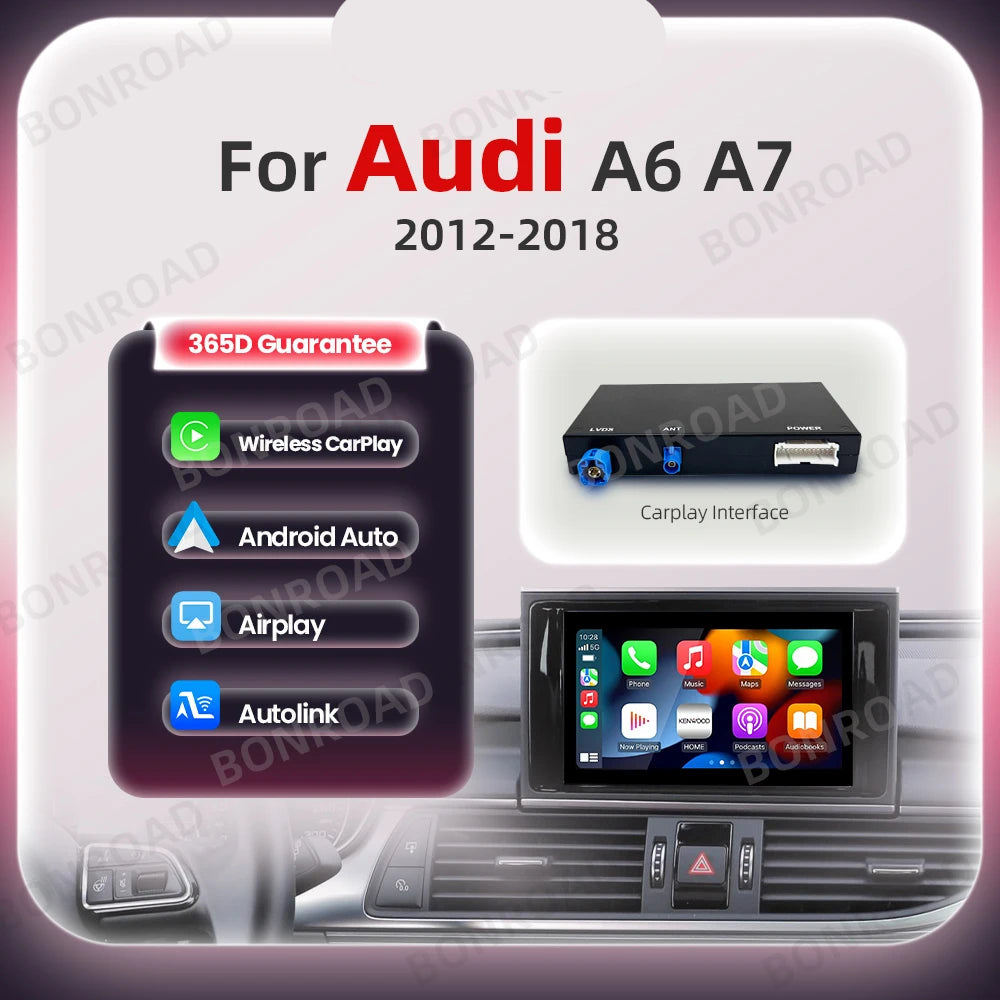 Carplay Adapter – Draadloze Interface – Android Auto Dongle – Carplay Dongle – Auto Adapter – Mirror Link Ondersteuning – Bluetooth Connectiviteit – GPS Navigatie Geschikt voor Audi A6 A7 2012-2018