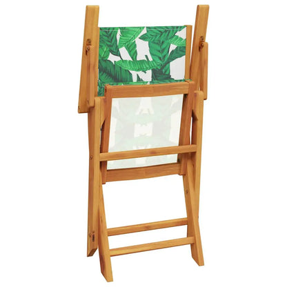Tuinklapstoel – Set van 2 - Tuinstoel – Opvouwbare Stoelen – Balkonstoelen – Terrasstoelen – Acaciahout – Weerbestendig – Groen Bladmotief - Groen