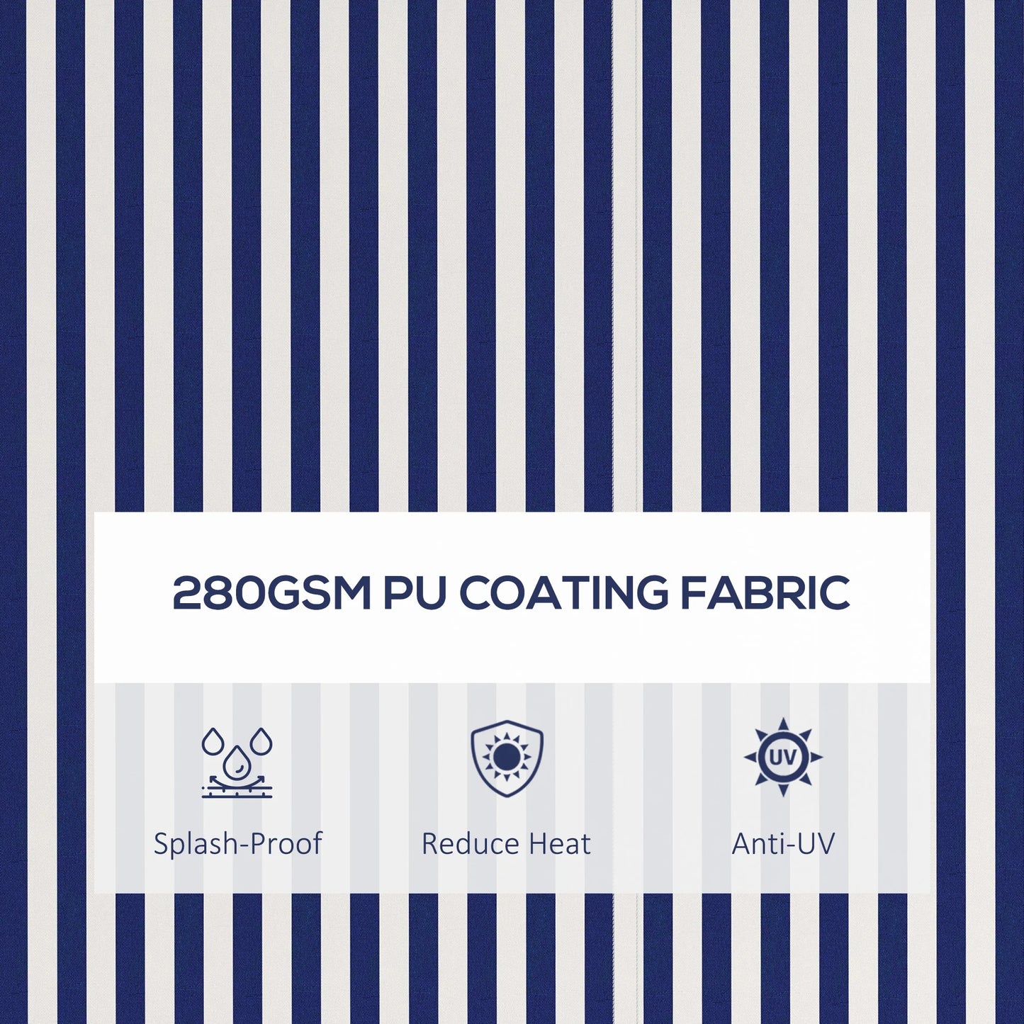 Uitschuifbare Zonwering - Luifel – Zonnescherm – Schaduwdoek – Buitenluifel – Handbediend – Polyester Doek – Aluminium Frame - Blauwe Strepen - QUORE