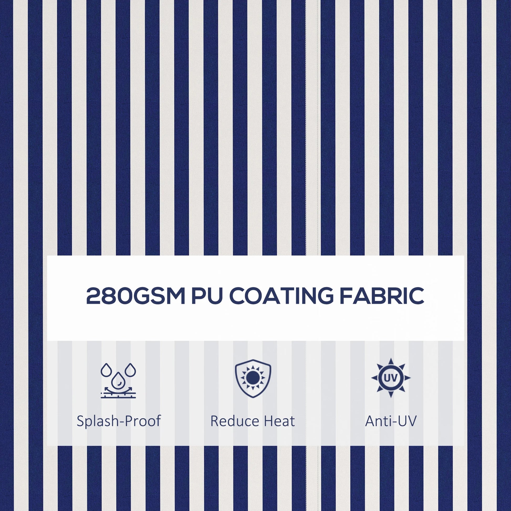Uitschuifbare Zonwering - Luifel – Zonnescherm – Schaduwdoek – Buitenluifel – Handbediend – Polyester Doek – Aluminium Frame - Blauwe Strepen - QUORE