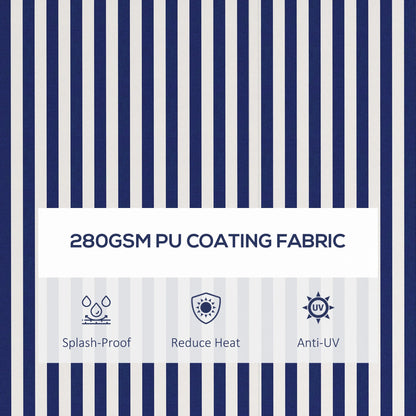 Uitschuifbare Zonwering - Luifel – Zonnescherm – Schaduwdoek – Buitenluifel – Handbediend – Polyester Doek – Aluminium Frame - Blauwe Strepen - QUORE