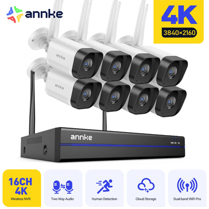 ANNKE 8MP WiFi Security Surveillance Camera System Kit Motion Tracking Color Night Vision 16CH 4K NVR Wireless CCTV Cameras Set - QUORE