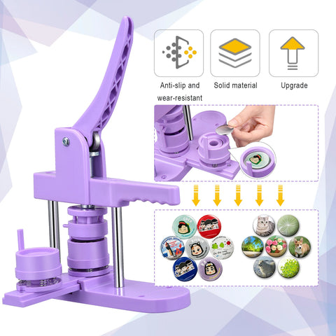 Button Maker Machine - Button Machine - Button Badge Maker - Badge Pin Maker - Manual Machine - 25Mm, 32Mm, 58Mm - Purple