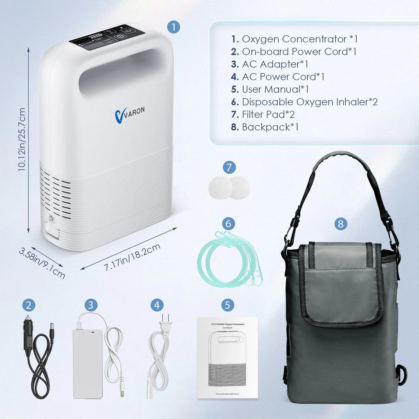 Draagbare Zuurstofconcentrator – Mobiele Zuurstofmachine – Zuurstofapparaat – Ademhalingsapparaat – Compact & Lichtgewicht – Verwijderbare Batterij 3-4 Uur - QUORE