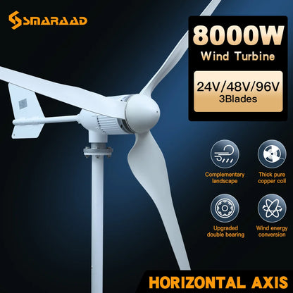 Windturbine – Windgenerator – Huiswindmolen – Energie Opwekker – 3kW – Laag Geluidsniveau – Aluminium Behuizing - Windcontrole - 48V