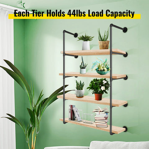 Vevor - Shoe Cabinet - Shoe Rack - 4 Layers Iron Pipe Shelves - 3 PCS 4-Tier - Retro Style - Wall Mounted Storage - Bracket Bookshelf - Black