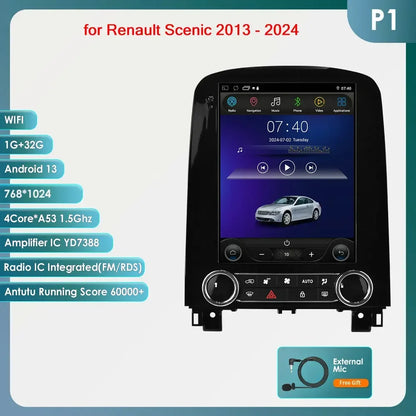 Autoradio Renault Scenic – Multimedia Speler – Navigatiesysteem – Auto Radio – 2-DIN Systeem – 9,7 Inch Scherm – Android 14 – Draadloze CarPlay & 4G Connectiviteit - QUORE