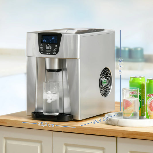 IJsblokjesmaker – IJsblokjesmachine – Ijsmaker – Waterdispenser – Ronde Ijsblokjes – 3 Liter Tank – 12 Kg IJs Per Dag