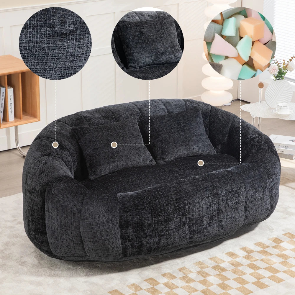 Zitzak – Zitzakstoel – Loungestoel – Zitzakbank – Relaxfauteuil – Hoge Rugleuning – Chenille Stof & Foamvulling - QUORE