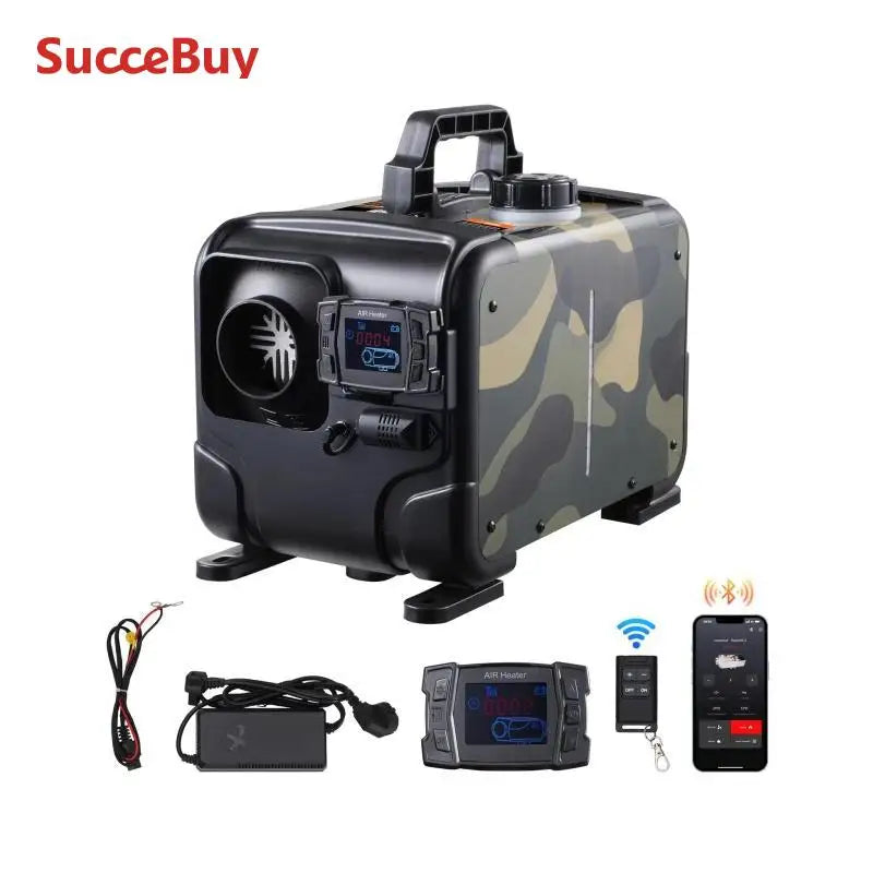 SucceBuy 8KW Car Heater 12V/24V All in One Diesel Air Heater Bluetooth/Display/CO Alarm Horizontal Diesel Heater Vehicle/Garage - QUORE