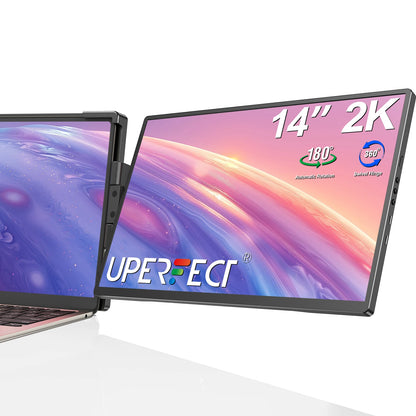Laptop Scherm – Laptopscherm Extender – Portable Monitor – Extra Beeldscherm – Draagbaar Scherm – 14 Inch 2K QHD Resolutie – 360° Draaiend Swivel Scharnier
