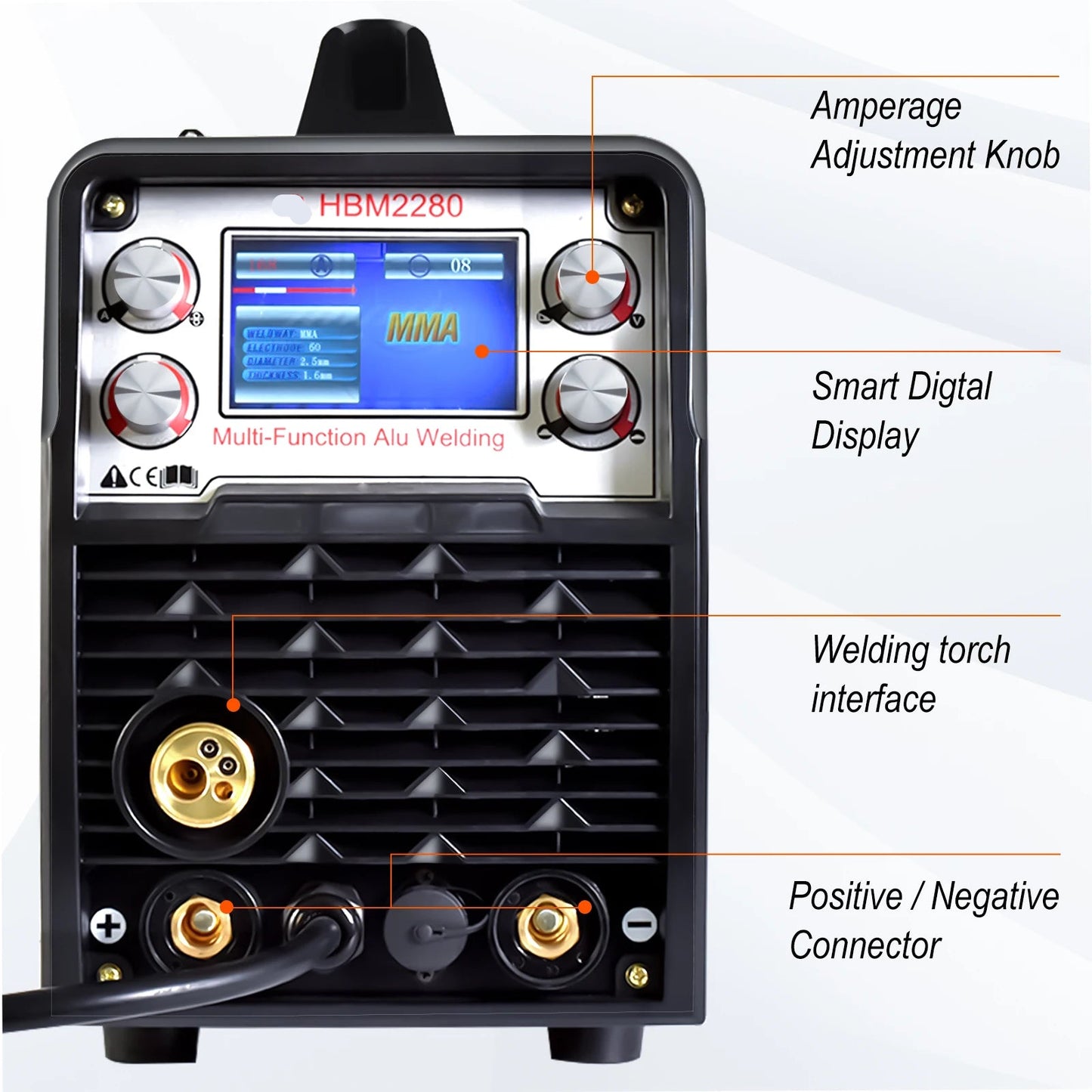 Elektrode Lasmachine - Lasmachine - Lasapparaat - Digitaal Inverterlassen - Draagbare - met 26V - MIG - MMA - ARC - LIFT TIG Inverter - 220V 50/60 Hz - 42.5 x 18.3 x 29 cm - Zwart