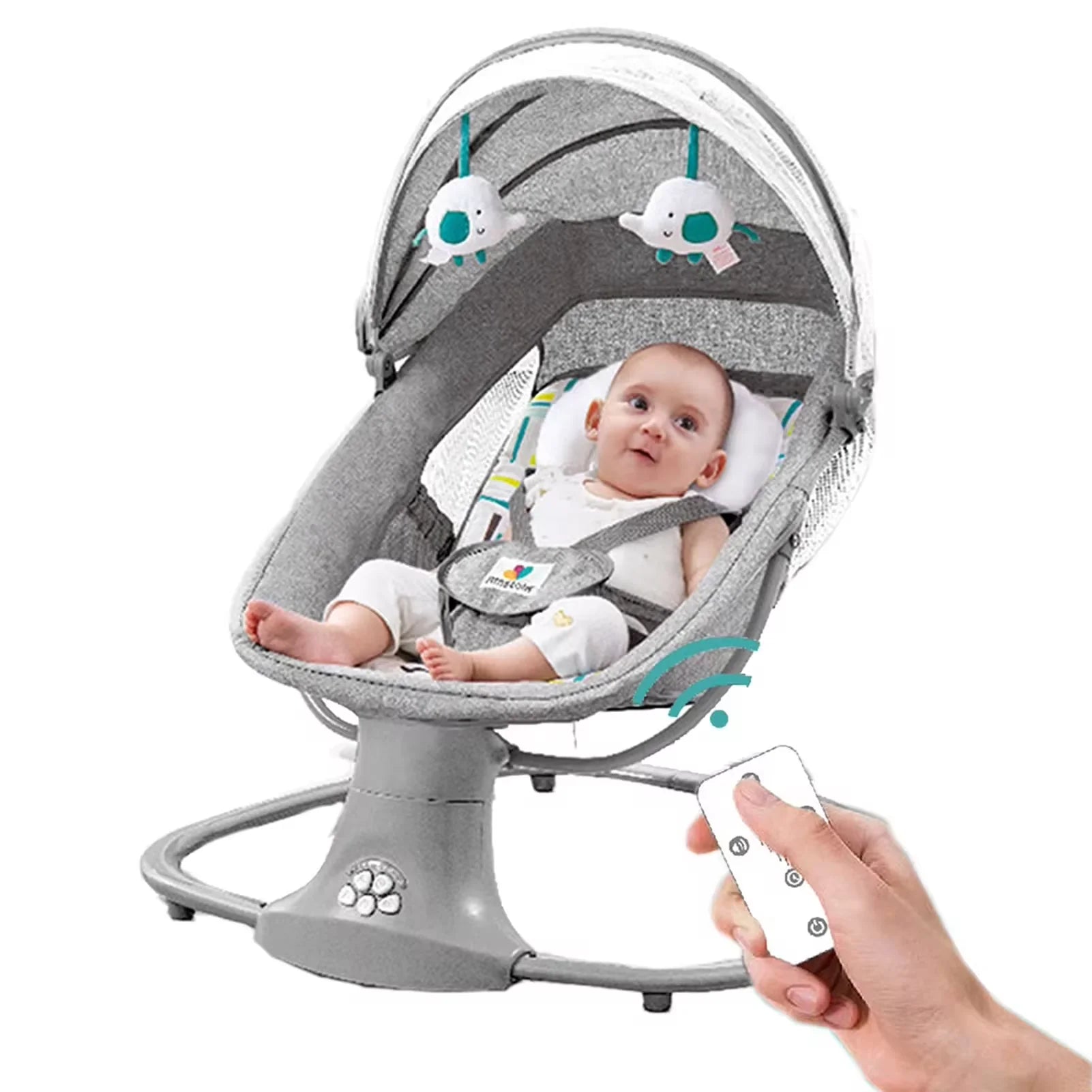 Babywieg - Elektrische Wipstoel - Babybedje - Wipstoel  - Elektrische Schommelstoel  - Babyschommel- Baby Swing - Kinderstoel - voor Pasgeborenen – Op Afstand Bestuurbaar - Bluetooth Muziek - Comfortabele Zachte Schommelstoel voor Baby’s - Grijs - QUORE