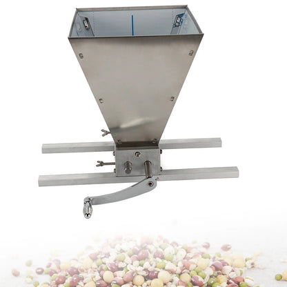 Grinder - Manual Malt Mill - Machine Household Herbs - Stainless Steel - Barley Grain Mill - Multifunctional with 2 Stainless Steel Rollers - Silver