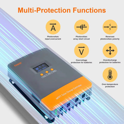 MPPT Laadregelaar – Zonnepaneel Lader – Zonnepaneel Regelaar – Solar Controller – Accu Lader – 100A Parallel-In Versie – Maximale Energieopbrengst – Geschikt Voor 12V Tot 48V Systemen