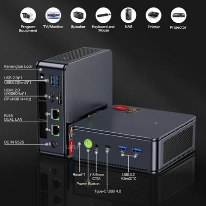 Mini PC – Mini Desktop – Compact Computer – Kleine PC – AMD Ryzen 5-6600H – Wifi 6E & VESA Beugel - 32GB RAM - 1TB SSD