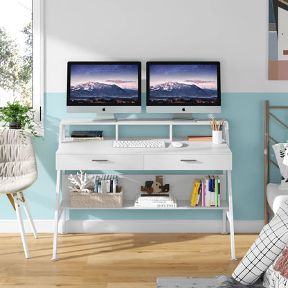 Bureau – Werktafel – Computerbureau – Schrijftafel – Compact Ontwerp – Metalen Frame – Ergonomische Monitorverhoger