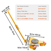 Dolly - Movers - Moving Boxes - Furniture Roller - Transport Dolly - Heavy Duty Mover - with Handle 360° Swivel Castors Anti-slip Cap - for Warehouse Workshop