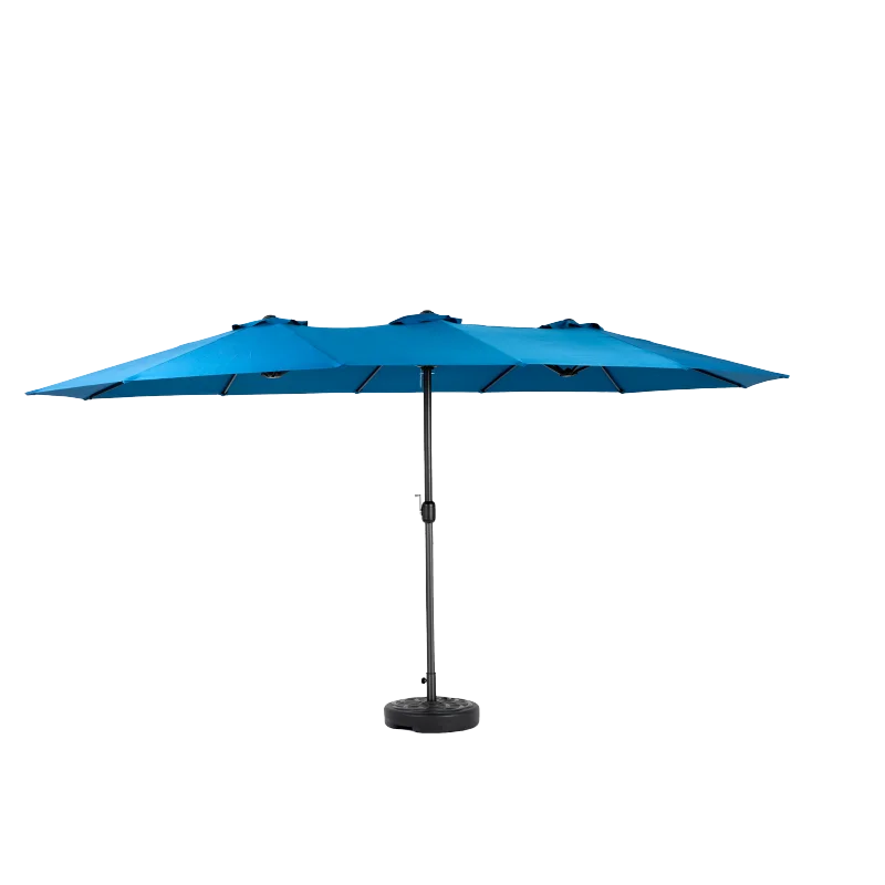 Parasol - Zweefparasol – Dubbele Buitenparasol – Dubbele Parasol – Grote Parasol – Buitenscherm – Zonnescherm – 14,8 m² – 100% Polyester Doek - Diepblauw - QUORE