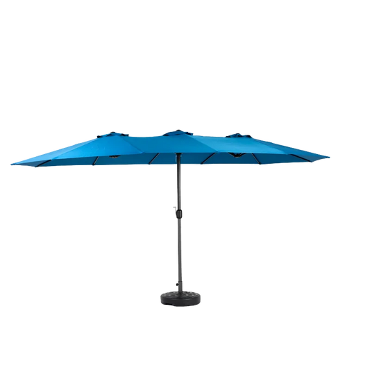 Parasol - Zweefparasol – Dubbele Buitenparasol – Dubbele Parasol – Grote Parasol – Buitenscherm – Zonnescherm – 14,8 m² – 100% Polyester Doek - Diepblauw - QUORE