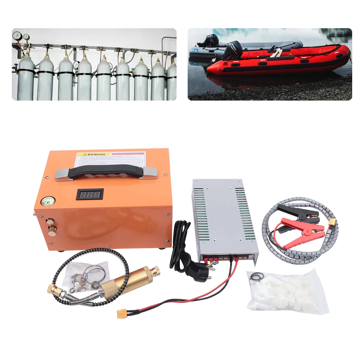 Hogedruk Luchtpomp – PCP Pomp – Compressor – Cilinder Vuller – Paintball Compressor – RVS & Koper – 300W Motor – Compact & Draagbaar
