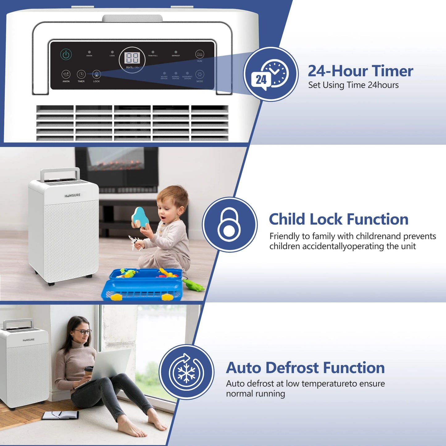 Luchtontvochtiger – Vochtbestrijder – Ontvochtiger – Air Dehumidifier – 25 Liter Per Dag – 5,5 Liter Tank – Stil Minder Dan 45 dB - QUORE