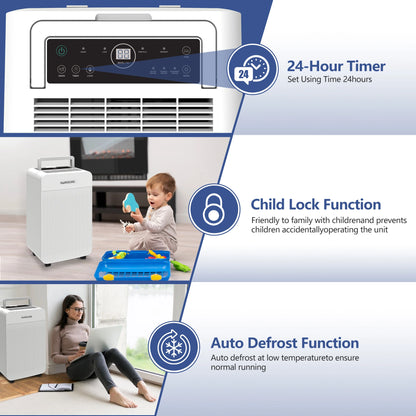 Luchtontvochtiger – Vochtbestrijder – Ontvochtiger – Air Dehumidifier – 25 Liter Per Dag – 5,5 Liter Tank – Stil Minder Dan 45 dB - QUORE