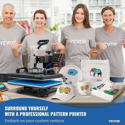 5-In-1 Warmtepers – Textieldrukker – Transferpers – Mokkenpers – Pettenpers – 12 X 15 Inch Persoppervlak – Digitale Temperatuurregeling - QUORE
