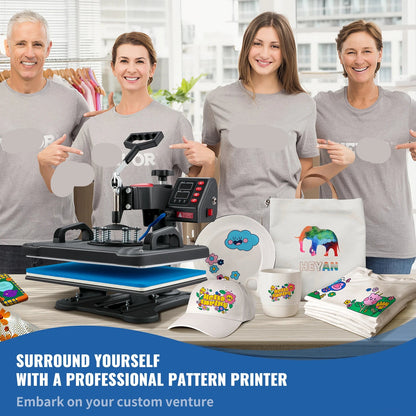 5-in-1 Warmtepers – Hittepers – Transferpers – Sublimatiepers – Textielpers – Grote Hitteplaat 30x38 cm – Digitale Temperatuur- en Timerregeling