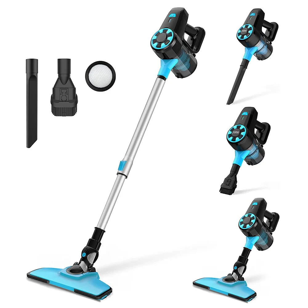 3 in 1 - Draadloze Stofzuigers - Stofzuiger - Vacuum Cleaner - met 0.7L Stofreservoir - 17000Pa - 400W - 2200mAh - Hoogte Verstelbaar Buis - 70dB -  Blauw