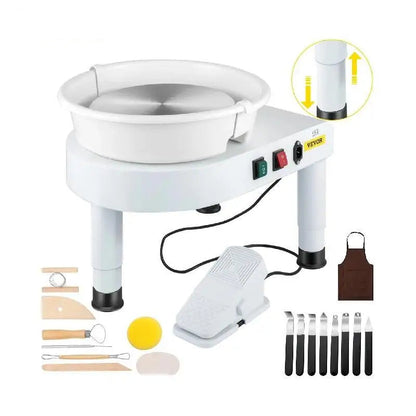 Pottenbakkersschijf - Aardewerk Wiel - Keramische Machine - Elektrisch Keramisch Wiel - 35 Cm - 450 W - Wit