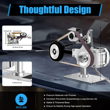 Mini-Bandenschuurmachine – Bandschuurmachine – Schuurmachine – Mini Schuurmachine – Compact – 550W Brushless Motor – Verstelbare Werktafel
