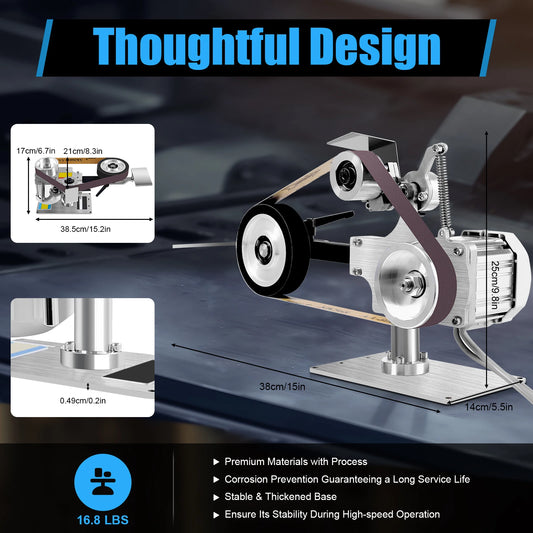 Mini-Bandenschuurmachine – Bandschuurmachine – Schuurmachine – Mini Schuurmachine – Compact – 550W Brushless Motor – Verstelbare Werktafel