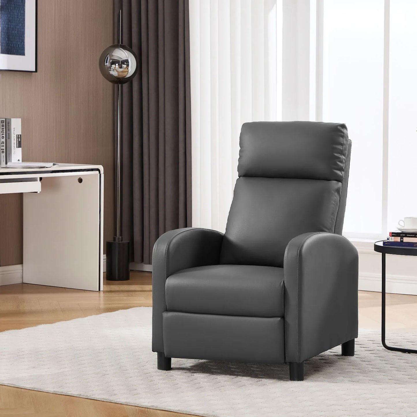 Ergonomische Relaxstoel - Fauteuil -  Ligbed - Schommelstoel - Relaxfauteuil - Verstelbare Lounge Chair voor Woonkamer & Slaapkamer - Lichtgrijs Linnen
