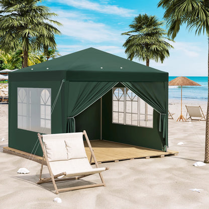 Paviljoen - Tuinpaviljoen - Partytent - Tuintent - Pop-up Kliksysteem - Stabiel - Vouwtent - met Zijwanden - voor 4-6 Personen - Opvouwbaar - Waterdicht - Winterbestendig - 50+UV-Bescherming - voor Tuin - Buiten - Achtertuin - 3 x 3 m - Groen