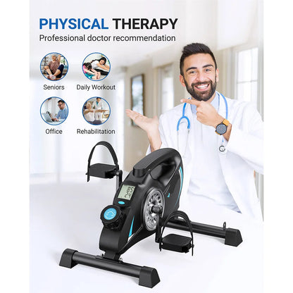 Mini Hometrainer – Bureaufiets – Fitness Trainer – Beentrainer – Armbands – 16 Niveaus Magnetische Weerstand – LCD-Scherm