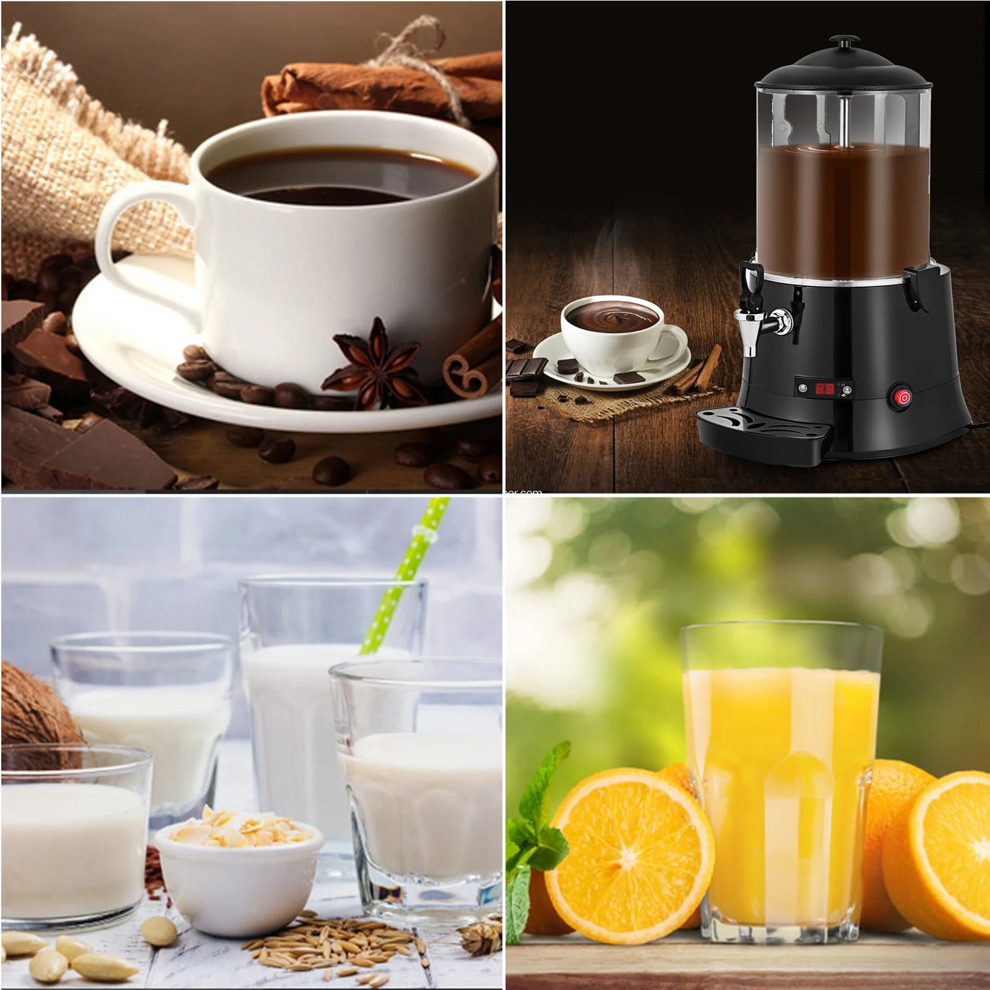 Elektrische Warme Chocolademelk Maker – Warme Drankmachine – Melkverwarmer – Automatische Roerder – 10L Capaciteit – 400W Vermogen - QUORE