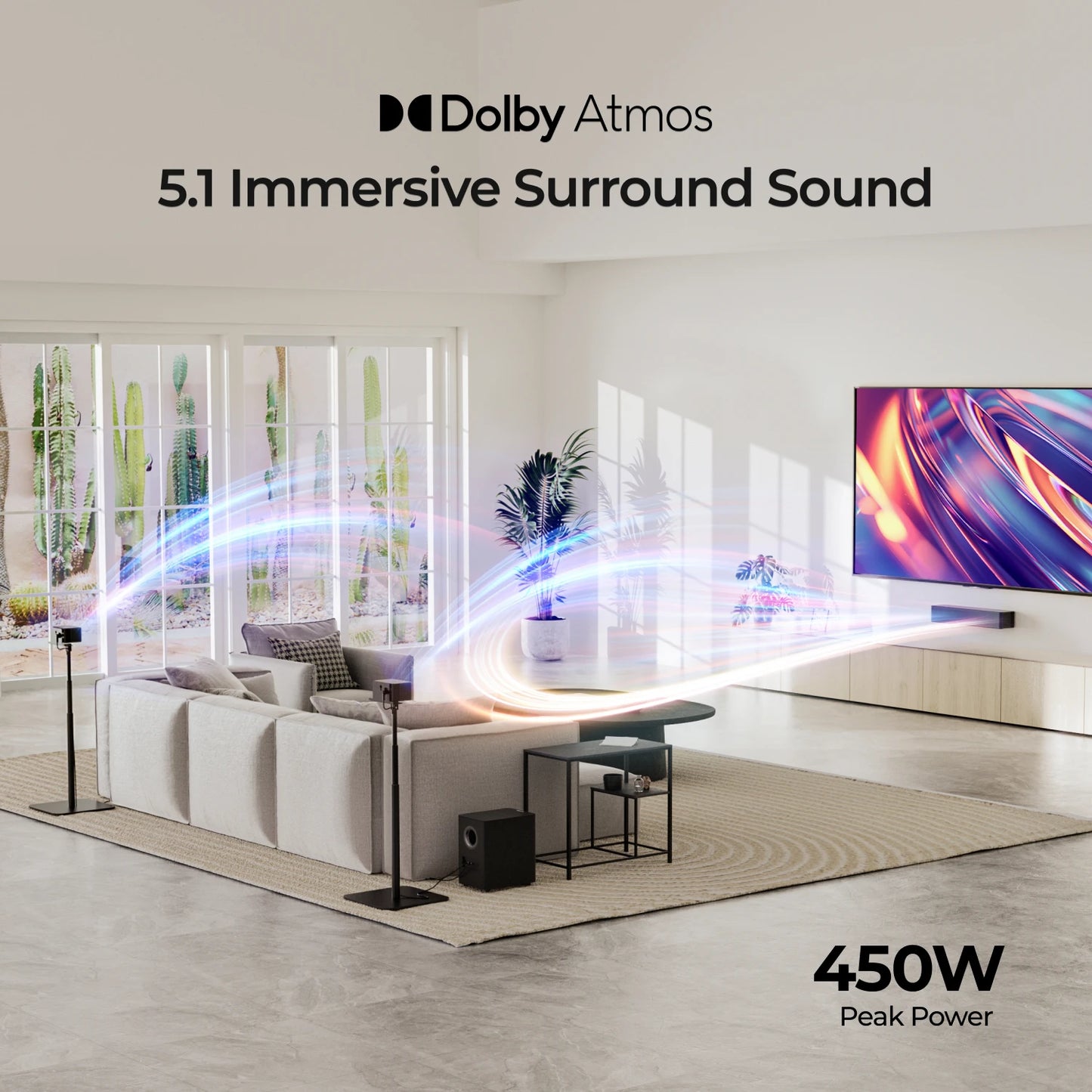 Soundbar – 5.1 Home Cinema Systeem – Surround Speakers – Bluetooth Speaker – Dolby Atmos Sound – Draadloze Achterluidsprekers – BassMX Technologie – HDMI-eARC Connectivity - QUORE