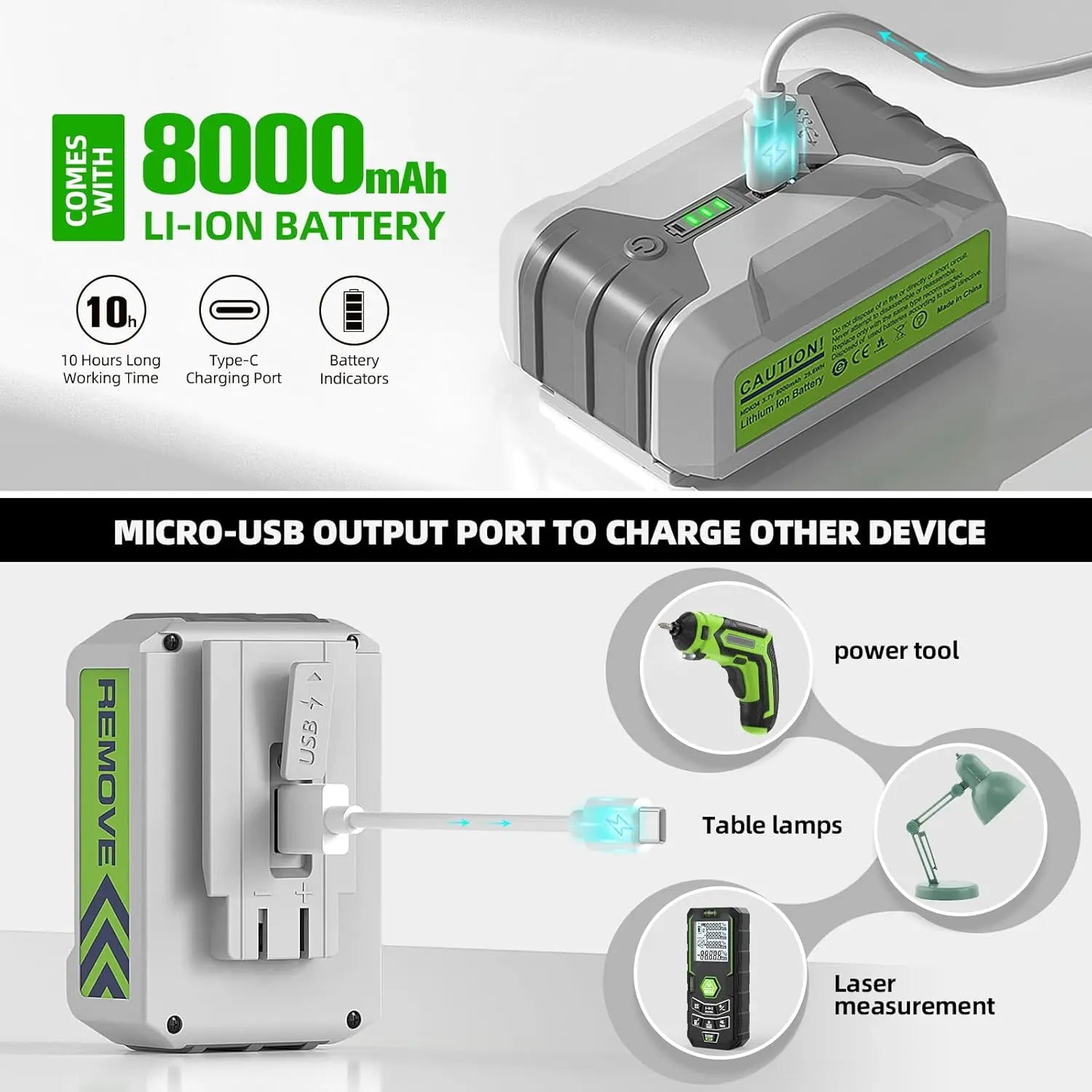 Huepar 4D Cross Line Laser Level High Accuracy ±2mm/10m Self Leveling Green Laser Tools With 8000mAh Li-ion Battery & Receiver - QUORE