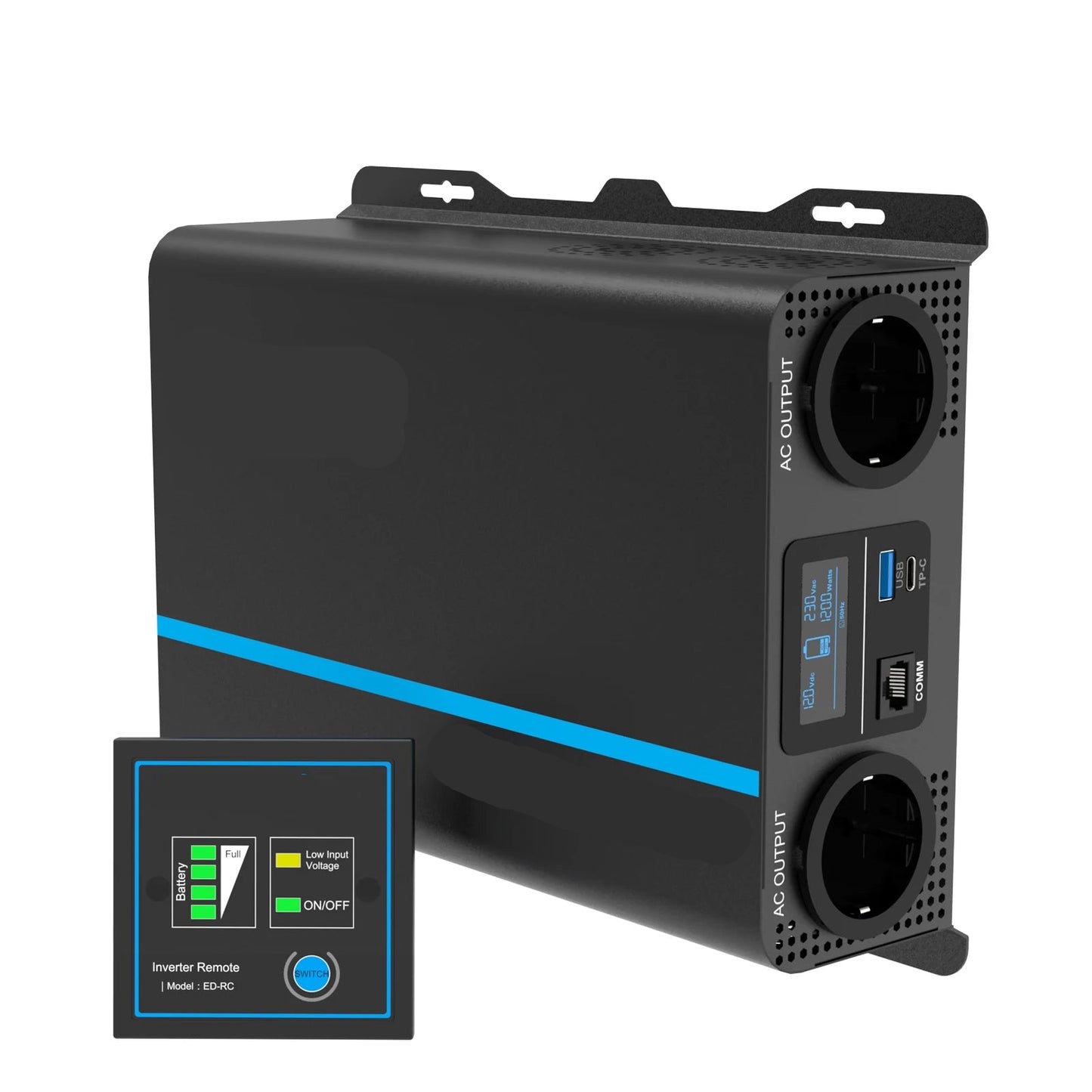 Zuivere Sinusgolf Omvormer – Stroomomzetter – Inverter – 12V Naar 220V – 1200W Continu Vermogen – Dubbele USB Poorten - QUORE